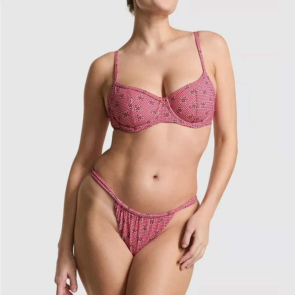 NWT Frankie’s Bikinis VS Pink Reilly Bikini Bottom Ladybug Lane- Size Small